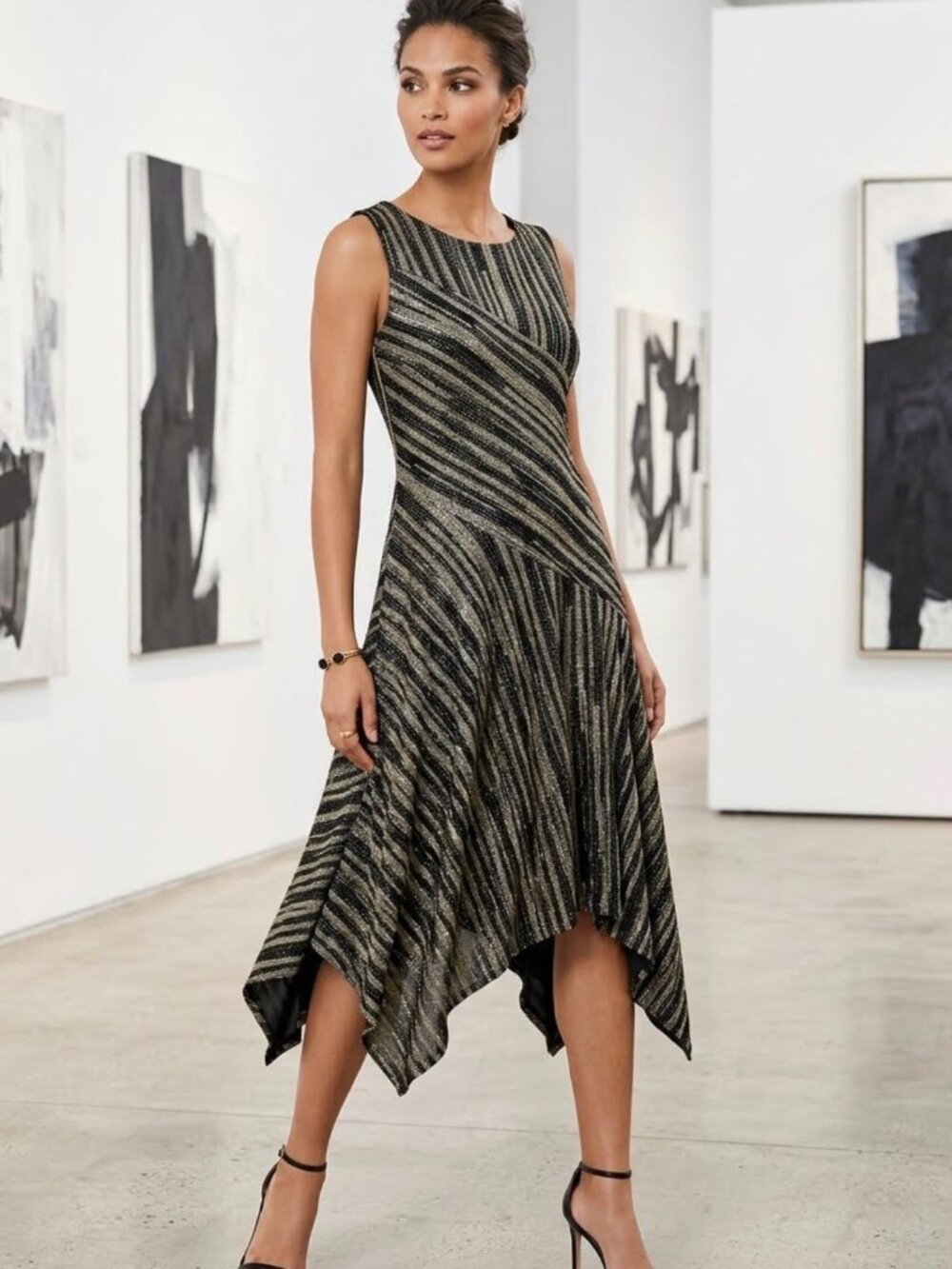 Calvin Klein Asymmetrical Sleeveless Cocktail Dress - Size 10